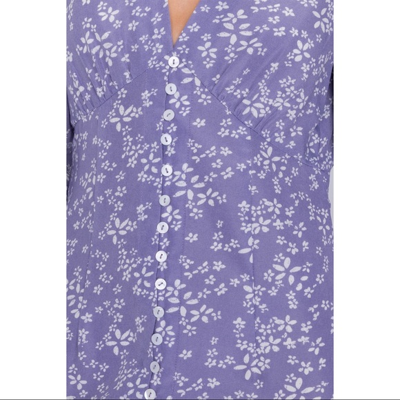 Lavender Long Sleeve Floral Midi Dress - Picture 4 of 4